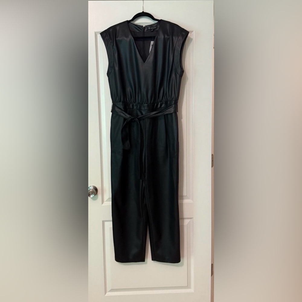 Black Faux Leather Jumpsuit